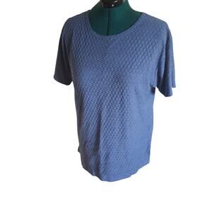Vintage Croquet Club Blue Textured Knit Short Sleeve Top Women’s M